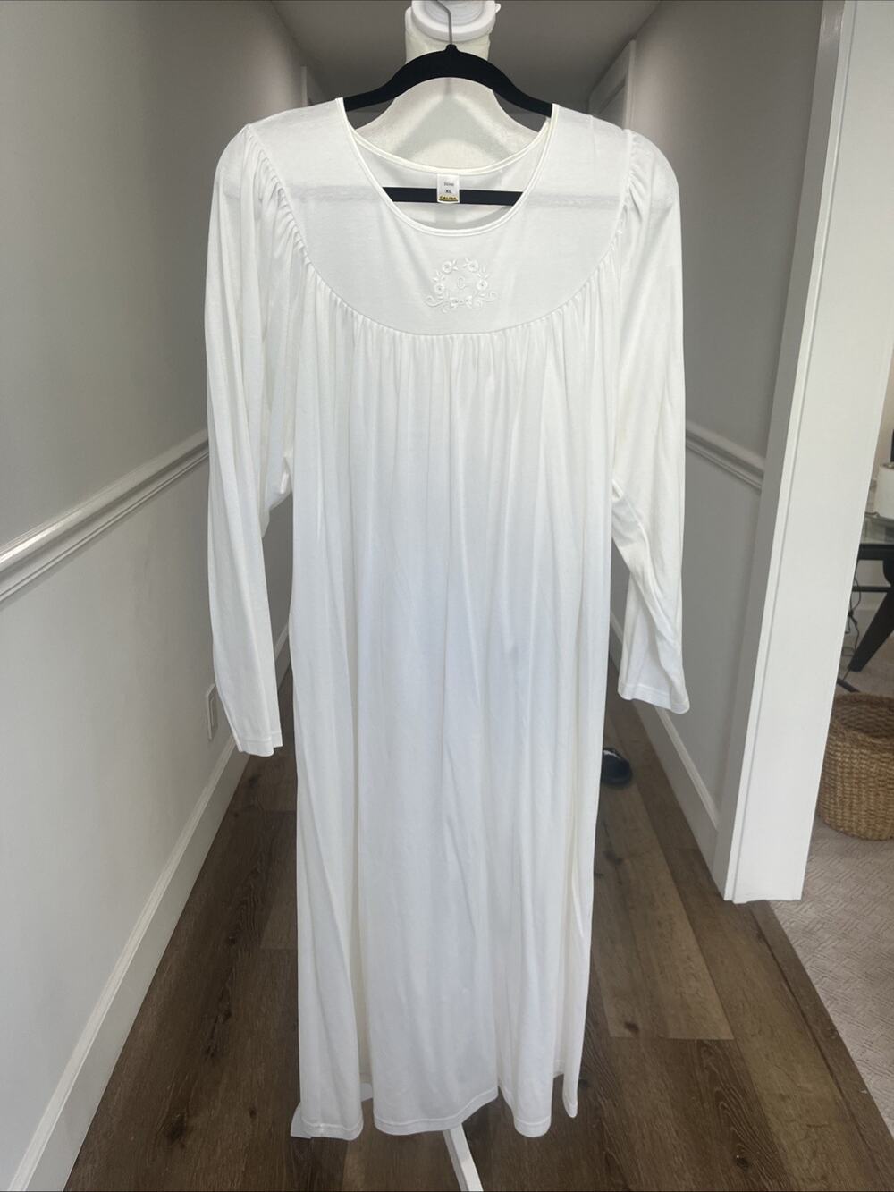 CALIDA Switzerland XL Cotton Long Sleeve Nightgown Nightdress White 33300